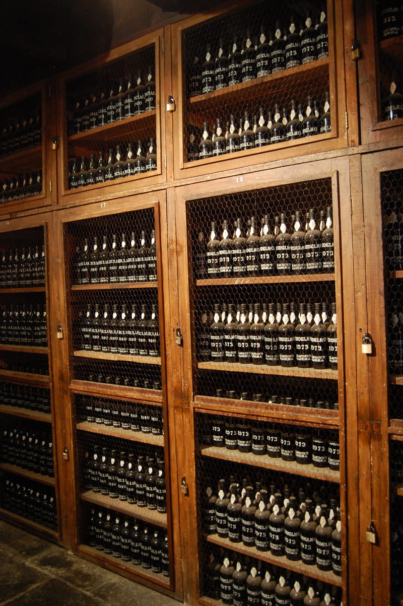 Madeira wine bottles and tasting